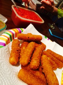 We end the night with mozzarella sticks; another tradition of Crab Night. Friday Nights are my cheat meals.